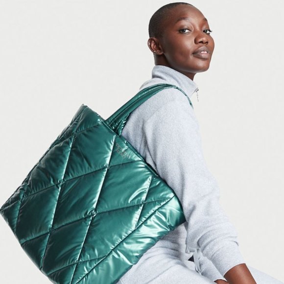 Brand New Victoria's Secret Puffer Tote in Teal Blue Green - Picture 7 of 7